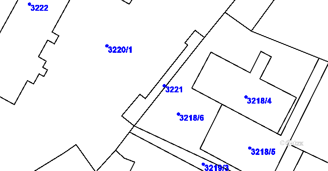 Parcela st. 3221 v KÚ Louny, Katastrální mapa