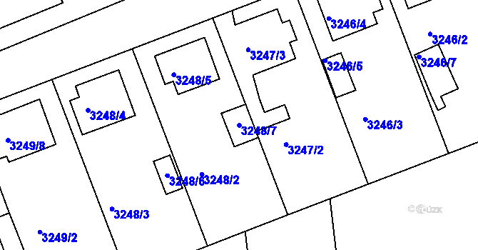Parcela st. 3248/7 v KÚ Louny, Katastrální mapa