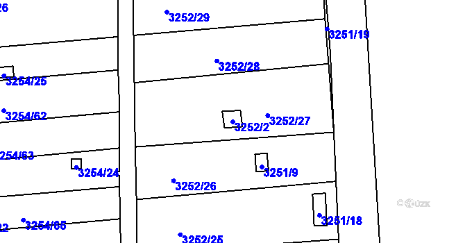 Parcela st. 3252/2 v KÚ Louny, Katastrální mapa