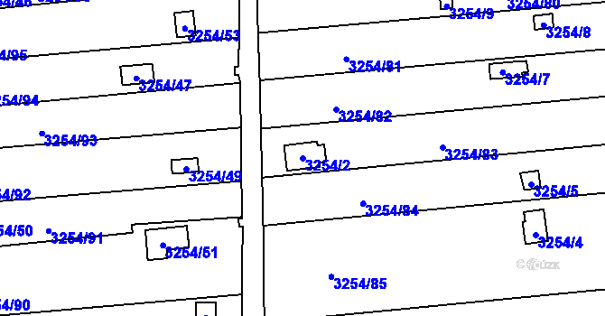 Parcela st. 3254/2 v KÚ Louny, Katastrální mapa