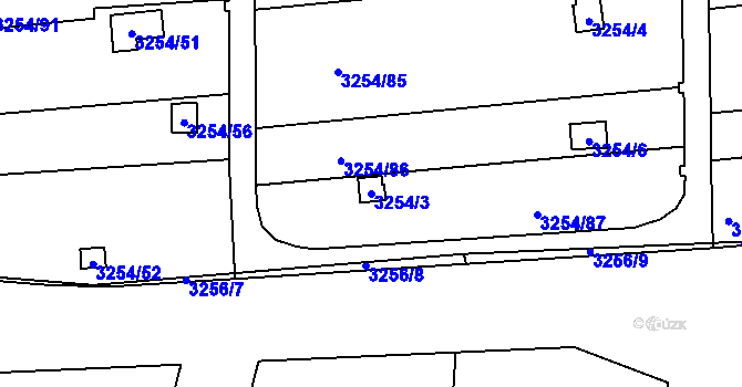 Parcela st. 3254/3 v KÚ Louny, Katastrální mapa