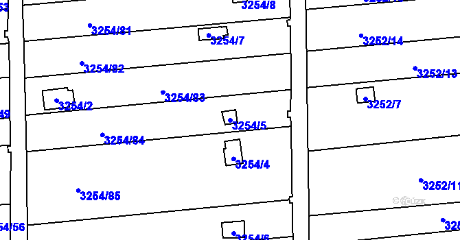 Parcela st. 3254/5 v KÚ Louny, Katastrální mapa