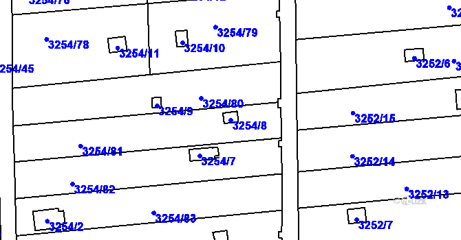 Parcela st. 3254/8 v KÚ Louny, Katastrální mapa