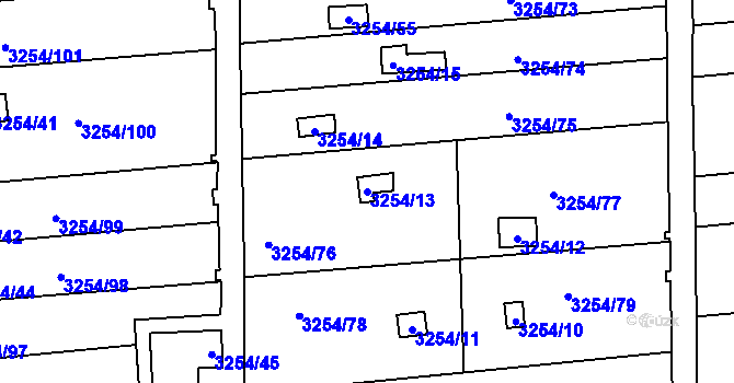 Parcela st. 3254/13 v KÚ Louny, Katastrální mapa