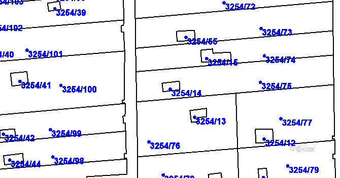 Parcela st. 3254/14 v KÚ Louny, Katastrální mapa