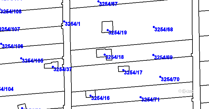 Parcela st. 3254/18 v KÚ Louny, Katastrální mapa
