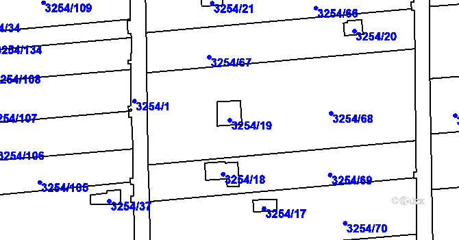 Parcela st. 3254/19 v KÚ Louny, Katastrální mapa