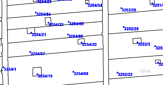 Parcela st. 3254/20 v KÚ Louny, Katastrální mapa