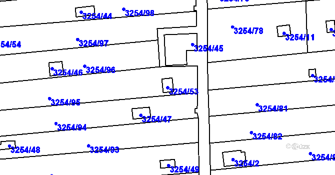 Parcela st. 3254/53 v KÚ Louny, Katastrální mapa