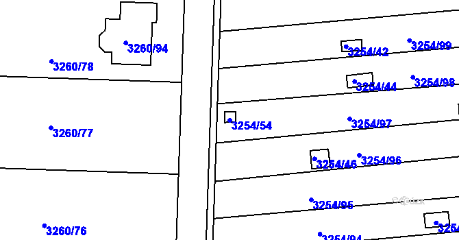 Parcela st. 3254/54 v KÚ Louny, Katastrální mapa