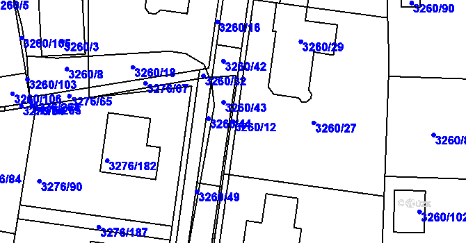 Parcela st. 3260/12 v KÚ Louny, Katastrální mapa