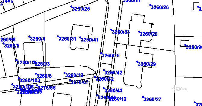 Parcela st. 3260/16 v KÚ Louny, Katastrální mapa