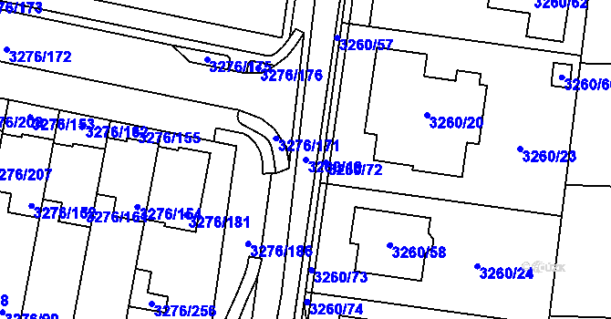 Parcela st. 3260/19 v KÚ Louny, Katastrální mapa