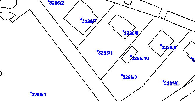 Parcela st. 3286/1 v KÚ Louny, Katastrální mapa