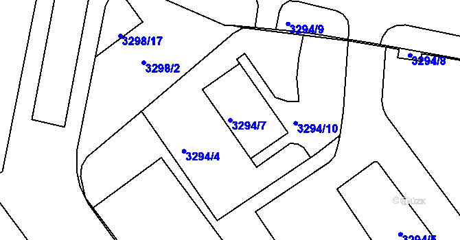 Parcela st. 3294/7 v KÚ Louny, Katastrální mapa