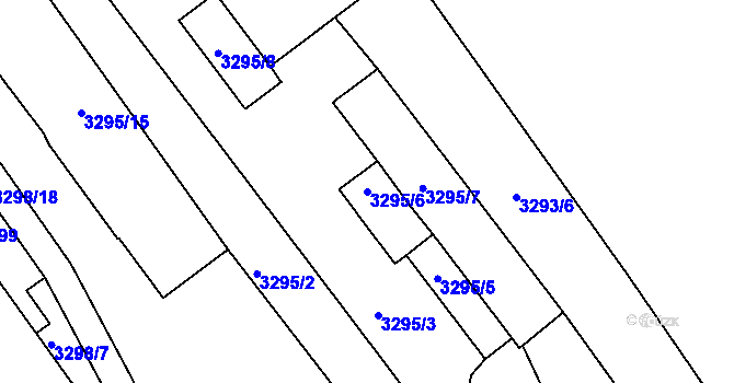 Parcela st. 3295/6 v KÚ Louny, Katastrální mapa