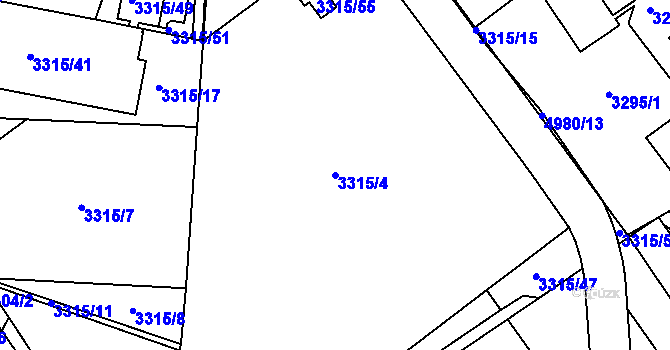 Parcela st. 3315/4 v KÚ Louny, Katastrální mapa