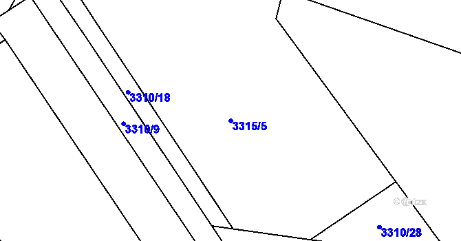 Parcela st. 3315/5 v KÚ Louny, Katastrální mapa