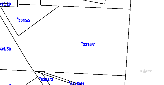 Parcela st. 3315/7 v KÚ Louny, Katastrální mapa