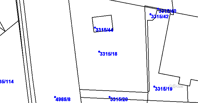 Parcela st. 3315/18 v KÚ Louny, Katastrální mapa