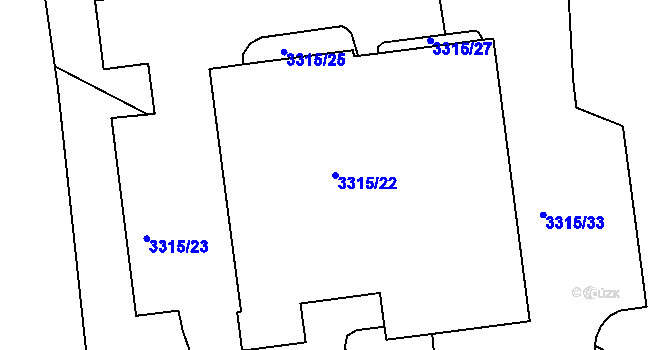 Parcela st. 3315/22 v KÚ Louny, Katastrální mapa