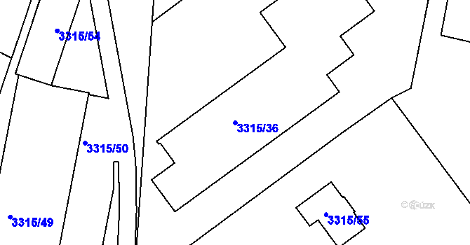 Parcela st. 3315/36 v KÚ Louny, Katastrální mapa