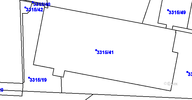 Parcela st. 3315/41 v KÚ Louny, Katastrální mapa