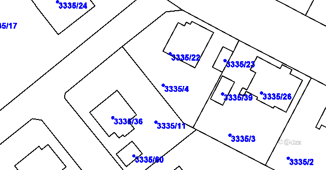 Parcela st. 3335/4 v KÚ Louny, Katastrální mapa