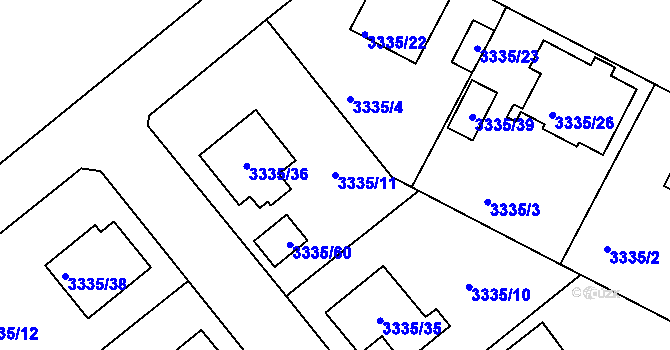 Parcela st. 3335/11 v KÚ Louny, Katastrální mapa
