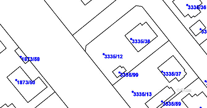 Parcela st. 3335/12 v KÚ Louny, Katastrální mapa