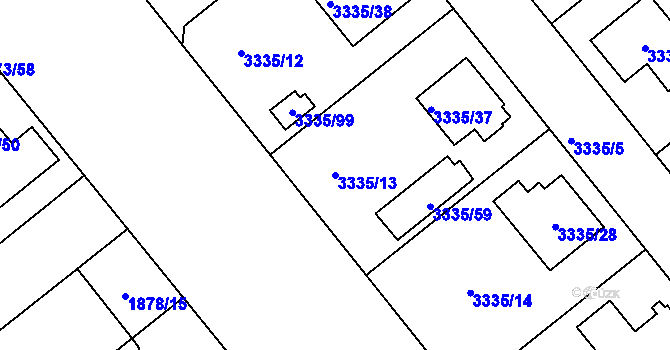 Parcela st. 3335/13 v KÚ Louny, Katastrální mapa