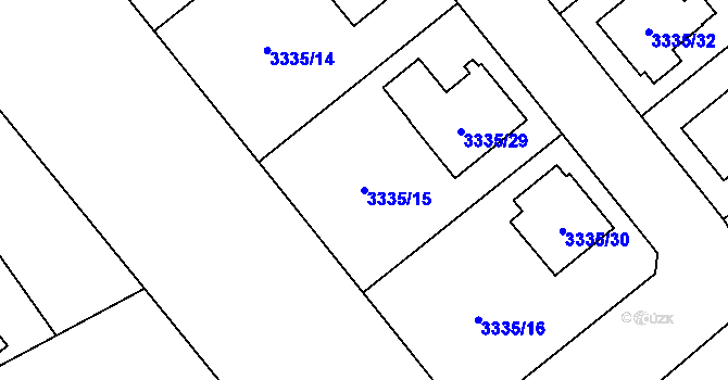 Parcela st. 3335/15 v KÚ Louny, Katastrální mapa