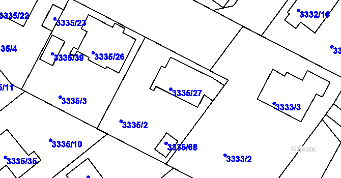 Parcela st. 3335/27 v KÚ Louny, Katastrální mapa