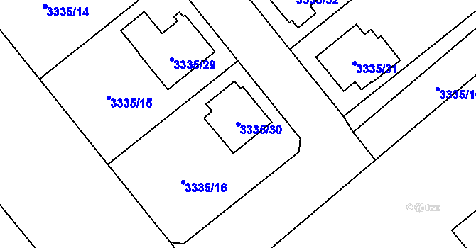 Parcela st. 3335/30 v KÚ Louny, Katastrální mapa