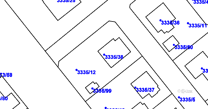 Parcela st. 3335/38 v KÚ Louny, Katastrální mapa