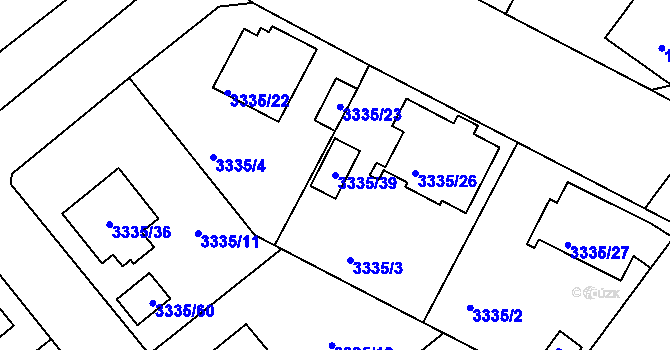 Parcela st. 3335/39 v KÚ Louny, Katastrální mapa