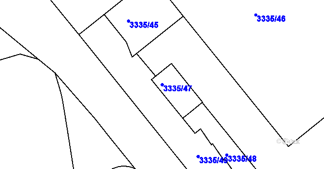 Parcela st. 3335/47 v KÚ Louny, Katastrální mapa