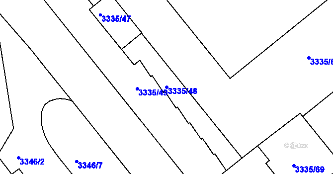 Parcela st. 3335/48 v KÚ Louny, Katastrální mapa