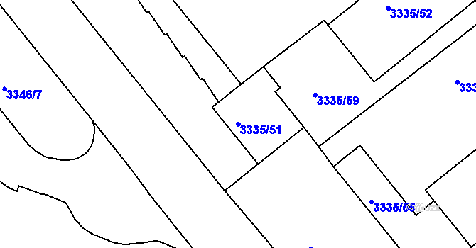 Parcela st. 3335/51 v KÚ Louny, Katastrální mapa