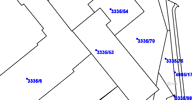 Parcela st. 3335/53 v KÚ Louny, Katastrální mapa