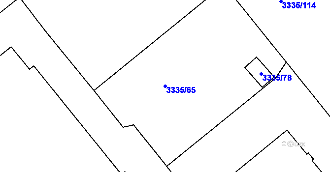 Parcela st. 3335/65 v KÚ Louny, Katastrální mapa