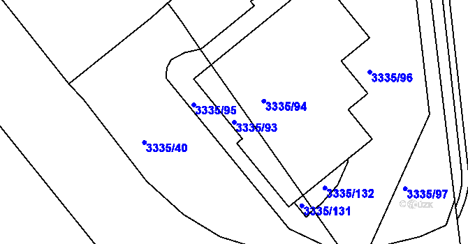 Parcela st. 3335/93 v KÚ Louny, Katastrální mapa