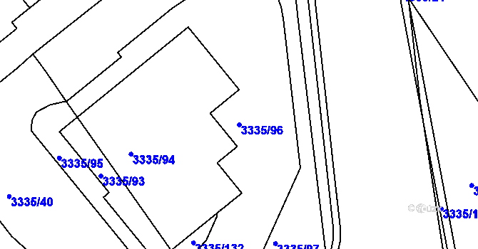 Parcela st. 3335/96 v KÚ Louny, Katastrální mapa