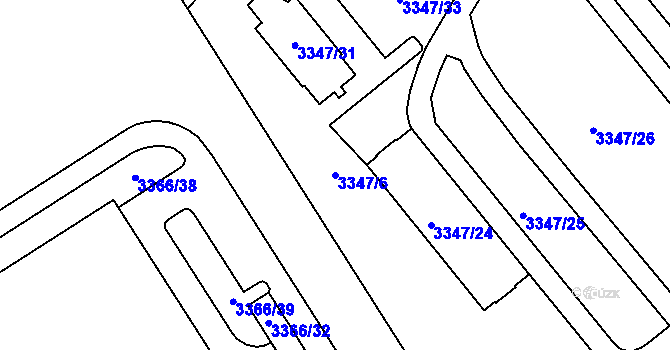 Parcela st. 3347/6 v KÚ Louny, Katastrální mapa