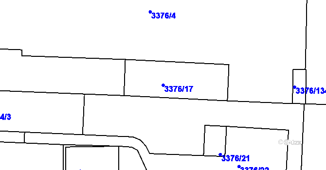 Parcela st. 3376/17 v KÚ Louny, Katastrální mapa