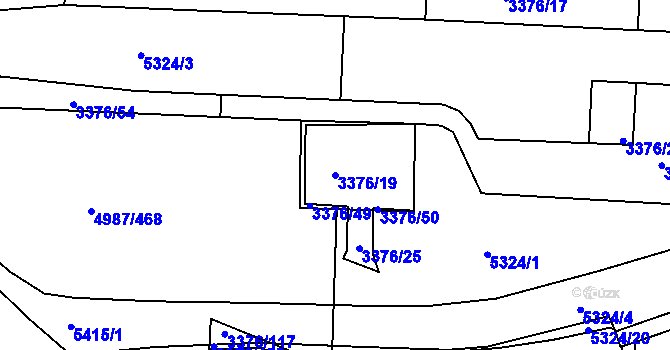 Parcela st. 3376/19 v KÚ Louny, Katastrální mapa