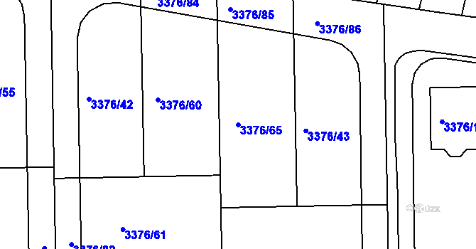 Parcela st. 3376/65 v KÚ Louny, Katastrální mapa