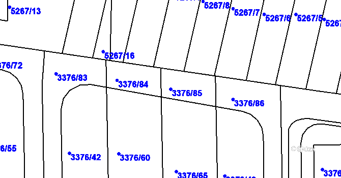 Parcela st. 3376/85 v KÚ Louny, Katastrální mapa