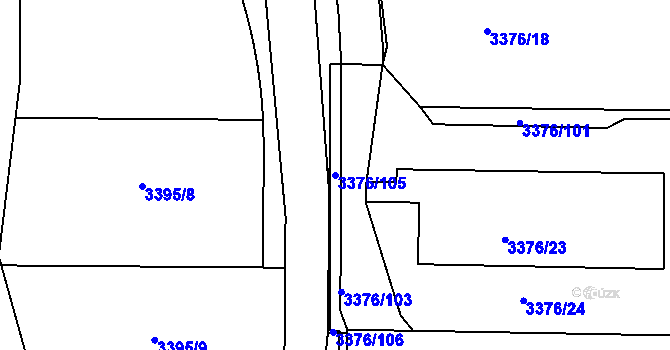 Parcela st. 3376/105 v KÚ Louny, Katastrální mapa