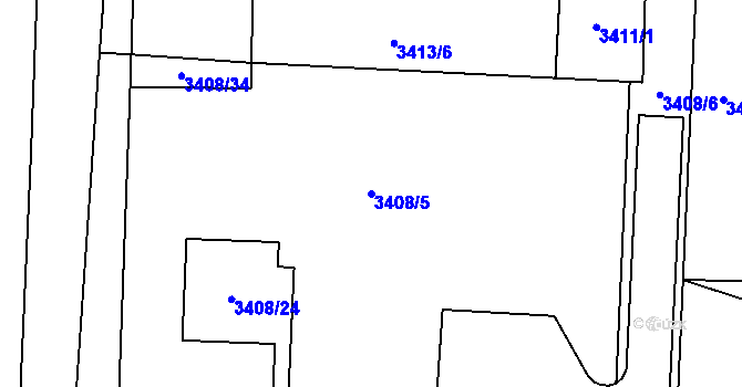 Parcela st. 3408/5 v KÚ Louny, Katastrální mapa